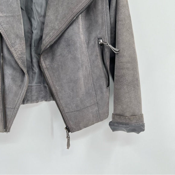 CASTRO Leather jacket genuine leather moto jacket green grey color - Picture 13 of 16